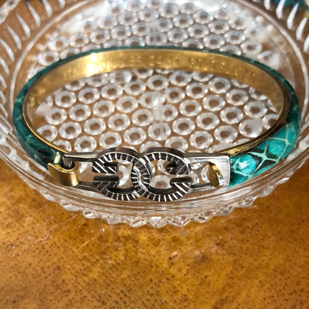 Vintage Gucci green snake skin bangle bracelet